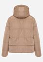 Ciemnobeżowa  Pikowana Kurtka Dwustronna z Kapturem Ozdobiona Suwakami Nevetila