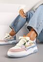 Niebiesko-Białe Sneakersy z Przeszyciami i Grubą Podeszwą Berinela