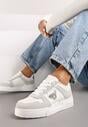 Białe Sneakersy na Platformie z Cyrkoniową Aplikacją Rexania