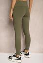 Ciemnozielone Sportowe Legginsy High Waist z Małym Ozdobnym Znaczkiem Lerilane