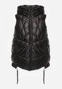 Czarna Pikowana Kamizelka z Troczkami i Odpinanym Kapturem Arrelarra
