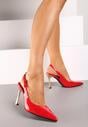 Czerwone Szpilki Slingback z Metalicznym Obcasem Arrtilla