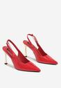 Czerwone Szpilki Slingback z Metalicznym Obcasem Arrtilla