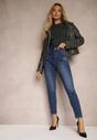 Niebieskie Jeansy z Bawełny Skinny High Waist Hazteria