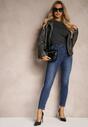 Niebieskie Jeansy z Bawełny Skinny High Waist Hazteria