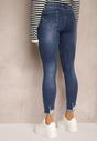 Niebieskie Jeansy Skinny z Bawełny High Waist z Przetarciami Erilisa