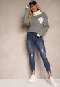 Niebieskie Jeansy Skinny z Bawełny High Waist z Przetarciami Erilisa