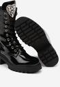 Czarne Lakierowane Botki Workery Ozdobione Serduszkiem z Kryształkami Merilithe