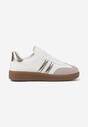 Biało-Złote Sneakersy na Płaskiej Podeszwie z Geometrycznym Zdobieniem Irinis