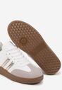 Biało-Złote Sneakersy na Płaskiej Podeszwie z Geometrycznym Zdobieniem Irinis