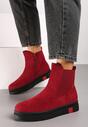 Bordowe Botki Typu Sztyblety z Kolorową Wstawką w Podeszwie Teralise