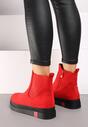 Czerwone Botki Typu Sztyblety z Kolorową Wstawką w Podeszwie Teralise
