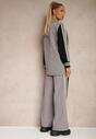 Szary Streetwearowy Komplet z Marynarką i Spodniami Wide Leg w Prążki Naorin