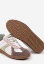 Brązowo-Białe Sneakersy ze Skóry Naturalnej na Płaskiej Podeszwie z Ozdobnymi Przeszyciami Verima