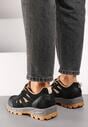 Czarne Trekkingowe Buty Sportowe Sneakersy z Kontrastowymi Przeszyciami Zailese
