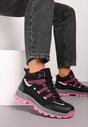 Czarno-Czerwone Traperki Buty w Stylu Trekkingowym z Elastyczną Podeszwą Zailoria