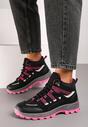 Czarno-Czerwone Traperki Buty w Stylu Trekkingowym z Elastyczną Podeszwą Zailoria