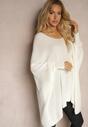 Biały Sweter o Luźnym Kroju z Rękawami w Stylu Nietoperz Tarisele