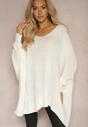 Biały Sweter o Luźnym Kroju z Rękawami w Stylu Nietoperz Tarisele