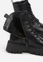 Czarne Sznurowane Botki na Platformie w Stylu Workerów Sairene