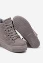 Szare Sneakersy na Koturnie z Metalicznymi Detalami i Dodatkowym Suwakiem Dailise