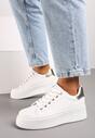 Biało-Złote Basicowe Sneakersy na Grubej Podeszwie Lirelisa