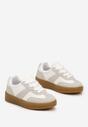 Szare Płaskie Sznurowane Buty Sportowe Sneakersy z Paskiem Crealia