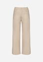 Beżowe Spodnie Woskowane o Szerokim Kroju High Waist Sezila