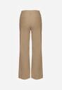 Beżowe Spodnie Woskowane o Szerokim Kroju High Waist Sezila