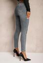 Niebieskie Skinny Jeansy z Bawełną High Waist Rialani