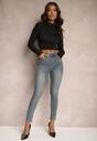 Niebieskie Skinny Jeansy z Bawełną High Waist Rialani