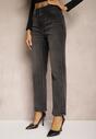 Szare Jeansy Mom Fit High Waist z Prostymi Nogawkami Liavonne