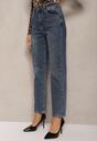 Niebieskie Klasyczne Jeansy High Waist z Prostymi Nogawkami Erilae