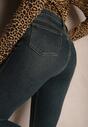 Ciemnoniebieskie Jeansy Skinny z Dodatkiem Bawełny High Waist Sezida