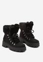 Czarne Traperki z Futerkiem na Grubej Podeszwie Tairene