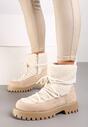 Beżowe Futerkowe Śniegowce na Tłoczonej Podeszwie Ozdobionej Cyrkoniami Rialuna