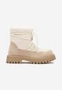 Beżowe Futerkowe Śniegowce na Tłoczonej Podeszwie Ozdobionej Cyrkoniami Rialuna