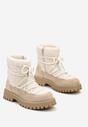 Beżowe Futerkowe Śniegowce na Tłoczonej Podeszwie Ozdobionej Cyrkoniami Rialuna