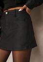 Czarne Spódnico-Szorty High Waist z Imitacji Skóry Lirelilie