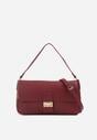 Bordowa Torebka Prostokątna z Metalicznym Breloczkiem i Dodatkowym Paskiem Cremma