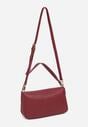 Bordowa Torebka Prostokątna z Metalicznym Breloczkiem i Dodatkowym Paskiem Cremma