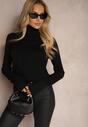 Czarny Golf Sweter o Dopasowanym Kroju z Kaszmirem Zairith