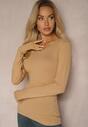 Ciemnobeżowa Bluzka Bawełniana Typu Longsleeve Mialoraea