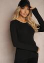 Czarna Bluzka Bawełniana Typu Longsleeve Mialoraea