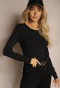 Czarna Bluzka Bawełniana Typu Longsleeve Mialoraea
