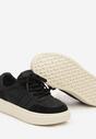 Czarne Sznurowane Sneakersy na Platformie Ozdobione Paskami Tialise