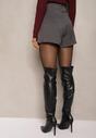 Szare Szorty o Klasycznym Kroju High Waist z Wsuwanymi Kieszeniami Tialuna