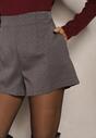 Szare Szorty o Klasycznym Kroju High Waist z Wsuwanymi Kieszeniami Tialuna
