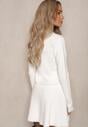 Biały Komplet 2-Częściowy z Wiskozą i Metaliczną Nicią Kardigan na Guziki Spódnica Avarellea