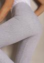 Szare Materiałowe Legginsy z Bawełny i z Gumką w Pasie Amalindis